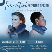 Load image into Gallery viewer, BCOZZY Travel Neck Pillow for Airplane – Patented Double Support for Head, Neck, and Chin. Best for Long Flights, Plane Sleeping, and Car Rides. Adjustable Size. Fully Washable. Carry Bag. Large, Navy
