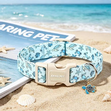 Load image into Gallery viewer, ARING PET Summer Dog Collar, Cute Blue Ocean Sea Turtle Crab Starfish Doggy Collars for Puppy Small Medium Large Boy Girl Dogs Pet, for Daily Photos Beach Walking Hiking Picnic-XS
