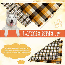 Load image into Gallery viewer, 2 Pack Thick Triangle Dog Bandanas with Tassels Edges, Reversible Plaid Dog Bandanas Boy Girl in Storage Box, Washable Soft Dog Scarf, Holiday Dog Bandana for Medium Large Dogs and Cats (Large)
