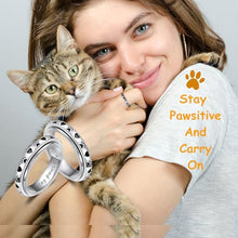 Load image into Gallery viewer, LYTTMAB Stay Pawsitive Ring Anxiety Ring for Women Spinner Ring, Sterling S925 Silver Fidget Ring Animal Pet Cat Dog Paw Ring Size 10,Love
