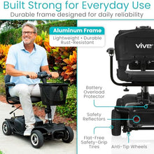 Load image into Gallery viewer, Vive 4 Wheel Mobility Scooter - Electric Powered Wheelchair Device - Compact Heavy Duty Mobile for Travel, Adults, Elderly - Long Range Power Extended Battery with Charger &amp; Basket
