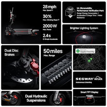 Load image into Gallery viewer, Electric Scooter, 28 mph Top Speed w/ 50 Miles Max Range, 2000W Peak Motor, Dual Hydraulic Suspension
