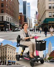 Load image into Gallery viewer, Ecomobi Light Weight Mobility Scooter for Seniors &amp; Adults, 12–30 Mile Range, Foldable Airline Approved Portable 4 Wheel Motorized Scooter with Removable Lithium Battery, 300 lb Capacity, MS02F Pink
