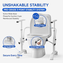 Load image into Gallery viewer, Onpickly Toilet Safety Rails for Seniors, 350lbs Heavy Duty Toilet Safety Frame &amp; Grab Bars, Triple Stability with 2 Suction Cups &amp; Rear Bar, Adjustable Height &amp; Width Toilet Rail
