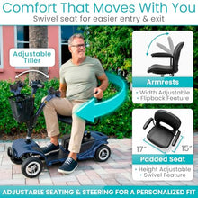 Load image into Gallery viewer, Vive 4 Wheel Mobility Scooter - Electric Powered Wheelchair Device - Compact Heavy Duty Mobile for Travel, Adults, Elderly - Long Range Power Extended Battery with Charger &amp; Basket
