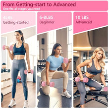 Load image into Gallery viewer, Adjustable Dumbbell Set of 2 Total 20 Lbs 4-in-1 Each 4lb 6lb 8lb 10lb 1s-Adjust Dual-Stable Free Weights for Women Men Home Gym Outdoor Workouts (Pink [20LBS Total])
