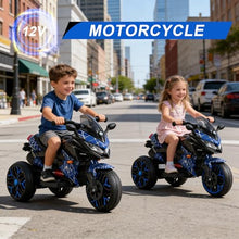 Load image into Gallery viewer, 3-Wheel Ride-On Toy Motorbike with Lighting Wheels, Music Player (Connect with Phone) and Hand Drive (Blue-2)
