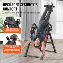Load image into Gallery viewer, VEVOR Inversion Table, 300 lbs Capacity Heavy Duty Inversion Table, Decompression Back Stretcher Machine, Strength Training Equipment with Headrest, Ankle Lock, Adjustable Protective Belt, Red/Black
