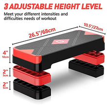 Load image into Gallery viewer, GYMMAGE Aerobic Exercise Stepper - Adjustable Height Workout Platform, 26.5" Step Deck with 4", 6", 8" Risers, Women's Home Gym Cardio Fitness

