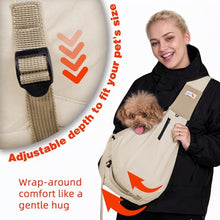 Load image into Gallery viewer, Dog Carrier Sling,Dog Carriers for Small Dogs &amp; Cats Up to 20lbs,Puppy Carrying Backpack Pet Purse with Pockets,Adjustable Shoulder Strap,Hands Free for Travel (Beige)
