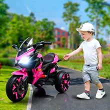 Load image into Gallery viewer, 3-Wheel Ride-On Toy Motorbike with Lighting Wheels, Music Player (Connect with Phone) and Hand Drive (Pink)
