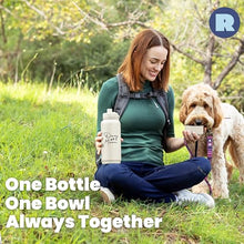 Load image into Gallery viewer, Dog Mom Water Bottle - 32 oz Stainless Steel Double Wall Insulated with 8 oz Detachable Bowl on Bottom - Cool Dog Mom Gifts for Women for Hiking, Walking, Travel and Everyday Adventures - DM Cream
