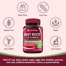Load image into Gallery viewer, Doctor's Recipes Beet Root Capsules, Beet Root Extract with Grape Seed, CoQ10, Turmeric, Black Pepper for Enhanced Absorption, Supports Heart, Circulation, Energy &amp; Nitric Oxide, Non-GMO, 90 Veg Caps
