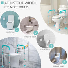 Load image into Gallery viewer, Lianjindun Toilet Safety Rails, Adjustable Toilet Frame for Elderly, Seniors, Handicap &amp; Disabled, Foldable Handicap Toilet Handles Fit Any Toilets（Peacock Blue）
