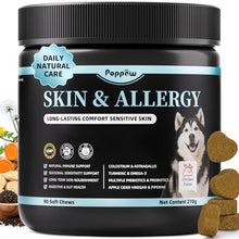 Load image into Gallery viewer, POPPAW Dog Allergy Relief Soft Chews - Immune Supplement for Seasonal Allergies - Support Paw Licking &amp; Itch Relief, Skin &amp; Gut Health with Probiotics, Omega-3 - Chicken Flavor, 90 Count
