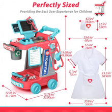 Load image into Gallery viewer, Liberry Doctor Kit for Toddlers Ages 3 4 5, Pretend Kids Doctor Playset with Cart, Costume and Stethoscope, Role Play Medical Toys Birthday Gift for Girls Boys (Red)
