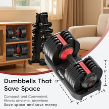 Load image into Gallery viewer, Upgraded Adjustable Dumbbells Set 52.5 lbs, 15 Weights Dumbbell Set
