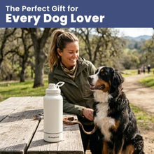Load image into Gallery viewer, Dog Water Bottle for Dog Lovers - 32 oz Stainless Steel Double Wall Insulated Water Bottle with 8 oz Detachable Bowl on Bottom for Doggy Lovers for Hiking, Walks, Travel - Cream
