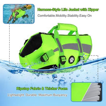 Load image into Gallery viewer, Dogcheer Dog Life Vest High Buoyancy Safety Jacket with Rescue Handle, Dog Swim Vest with Zipper, Reflective Adjustable Dog Flotation Vest for Water Swimming Boating - Green, M
