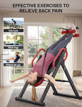 Load image into Gallery viewer, YOLEO Gravity Heavy Duty Inversion Table with Headrest &amp; Adjustable Protective Belt Back Stretcher Machine for Pain Relief Therapy (Red02)
