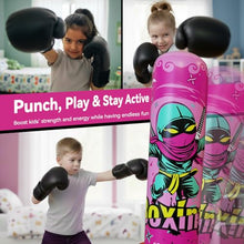 Load image into Gallery viewer, COMMOUDS 67inch Punching Bag for Kids, Inflatable Kids Boxing Set with Gloves, Fast Rebound Punching Bag for Practicing Karate, Taekwondo, MMA, Christmas/Birthday Gift for Boys Girls, Ages 6-14 (Pink)
