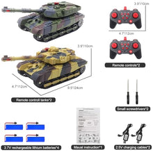 Load image into Gallery viewer, RC Tank That Infrared Shoots - 2.4Ghz Remote Control Battle Army Tank Toys with 360°Rotating Turret Auto Demo Sound Effects Lights
