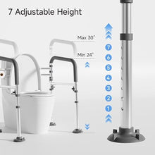 Load image into Gallery viewer, Loyoda Toilet Safety Rails,Height-Adjustable Toilet Frame Width-Adjustable Toilet Handles Foldable Toilet Rail Provides Support for Seniors ， Pregnant ，Disabled （Gray）
