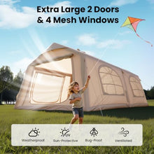 Load image into Gallery viewer, 8-10 Inflatable Tents for Camping, Blow Up Tent with Hand Pump, Easy Setup Air Glamping Tents for Camping 4 Season Hot Tent with Stove Jack, Waterproof 2 Room Large Camping Tent Adult
