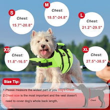 Load image into Gallery viewer, Dogcheer Dog Life Jacket with Back Zipper, High Buoyancy Puppy Swimming Vest, Dog Life Vest for Boating, Reflective Pet Floating Swim Vest PFD for Small Medium Large Dogs-Green,M
