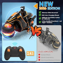 Load image into Gallery viewer, Remote Control Motorcycle with RGB Lights &amp; Exclusive Side Glide ,Ready-to-Play with 2 Batteries
