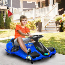 Load image into Gallery viewer, 12V Electric Go Kart, 5 MPH Drifting Car, Battery Powered Ride on Toy Outdoor with Slow Start, Blue
