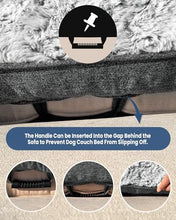 Load image into Gallery viewer, blunique Calming Extra Large Dog Bed for Couch, 45 x 37 inch Removable Couch Cover for Dogs Washable, Non-Slip Fluffy Plush Dog Sofa Mat for Furniture Protector - Grey
