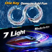Load image into Gallery viewer, RC Boat for Kids Adults, Fast Remote Control Boat for Pool, Lakes with 7 LED Lights Mode,Self-Righting
