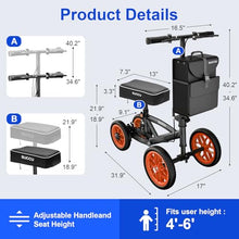 Load image into Gallery viewer, SUCCU All Terrain Knee Scooter Carbon Steel, 120° Steering,Foldable,300Lbs
