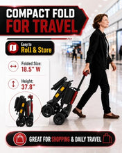 Load image into Gallery viewer, Ecomobi Light Weight Mobility Scooter for Seniors &amp; Adults, 12–30 Mile Range, Foldable Airline Approved Portable 4 Wheel Motorized Scooter with Removable Lithium Battery, 300 lb Capacity, MS02F Red
