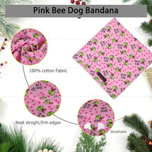 Load image into Gallery viewer, ARING PET Bee Dog Bandanas, Spring Yellow Pink Bees Pet Bandana Scarf Triangle Bibs for Puppy Small Medium Large Boy Girl Dogs Cats-S
