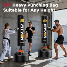 Load image into Gallery viewer, FITVEN Freestanding Punching Bag 70''-190lbs with Boxing Gloves Heavy Boxing Bag with Suction Cup Base - Men Stand Kickboxing Bag for Home Office
