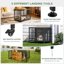 Load image into Gallery viewer, Heavy Duty Dog Crate for Small Dogs, 3 in 1 32.7" Foldable Collapsible Dog Kennel &amp; Playpen with Lockable Wheels &amp; Feeding Bowls, Escape Proof Metal Dog Cage for Indoor Outdoor Use, Rustic Brown
