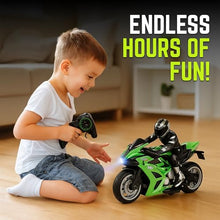 Load image into Gallery viewer, Liberty Imports 2.4G RC Remote Control Stunt Motorcycle with Riding Figure Racing Motorbike (Green)
