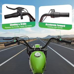 24V Ride On Off-Road Motorcycle, Kids Electric Dirt Bike with 250W Motor, 3 Speed Up-to 12.4MPH, Green