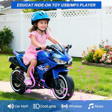 Load image into Gallery viewer, 12V Electric Ride On Motorcycle for Kids, Training Wheels, Full Hand Drive Motorbike Toy, Perfect for Boys and Girls (3-8 Yrs) (Blue)
