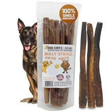 Load image into Gallery viewer, Dog Chits Bully Sticks for Dogs &amp; Puppies - 100% Beef Pizzle, High Protein, Low Fat Dog Chew Sticks - Baked, Low-Odor – Long-Lasting Chew, Keep Dogs Engaged &amp; Happy - Made in USA - 12 inch, 6 Pack

