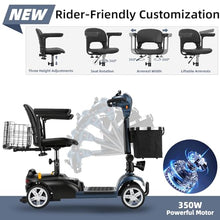 Load image into Gallery viewer, 35 Miles 4 Wheels Mobility Scooter for Seniors/Adults Up to 300LBS,350W Electric Wheelchair Detachable Lithium Battery,Dual Baskets,Rotating Seat,with Taillight, USB Charging, Gray
