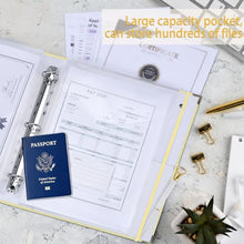 Load image into Gallery viewer, XKDOUS Important Document Organizer Emergency Binder Life Organizer Folio Folders with 9 Pockets Expanding File Storage Holder for Papers, Letters, Cards, Bills, Passports, Photos
