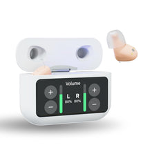 Load image into Gallery viewer, Audien Atom X Hearing Aid For Seniors &amp; Adults with Hearing Loss - Noise Cancelling, Rechargeable OTC Bluetooth Hearing Aids w/Charging Case, 48+ Hour Battery Life, Touchscreen Control, Nearly Invisible Design
