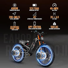 Load image into Gallery viewer, 2025 Romeo Pro 2, 46mph Electric Bike for Adults, 4000W Dual Motor Ebike, 52V 70AH 200 Miles Long Range Ebike
