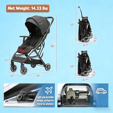 Load image into Gallery viewer, COOL KIDS Portable Stroller with Automatic Fold，Lightweight Umbrella Stroller with Pop Out Sun Canopy，Compact Strollers for Travel(Black)
