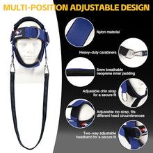 Load image into Gallery viewer, Fitness Neck Head Harness Trainer, Adjustable Chin Strap and Head Harness Strength with Nylon Tether, Neoprene Neck Workout Exerciser for Weight Lifting, Home and Gym Use, Blue
