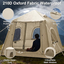 Load image into Gallery viewer, 2-3 Person Inflatable Glamping Tent,Easy Set up with Hand Air Pump, Waterproof Blow Up Tent for Adults, Portable Outdoor for Hiking/Backpacking/Fishing,Beige
