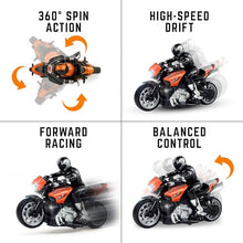 Load image into Gallery viewer, RC Remote Control Stunt Motorcycle with Riding Figure, 1:10 Scale High Speed
